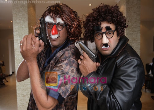Sanjay Dutt, Suresh Menon in the still from movie Chatur Singh Two Star