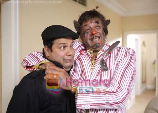 Sanjay Dutt, Suresh Menon in the still from movie Chatur Singh Two Star 