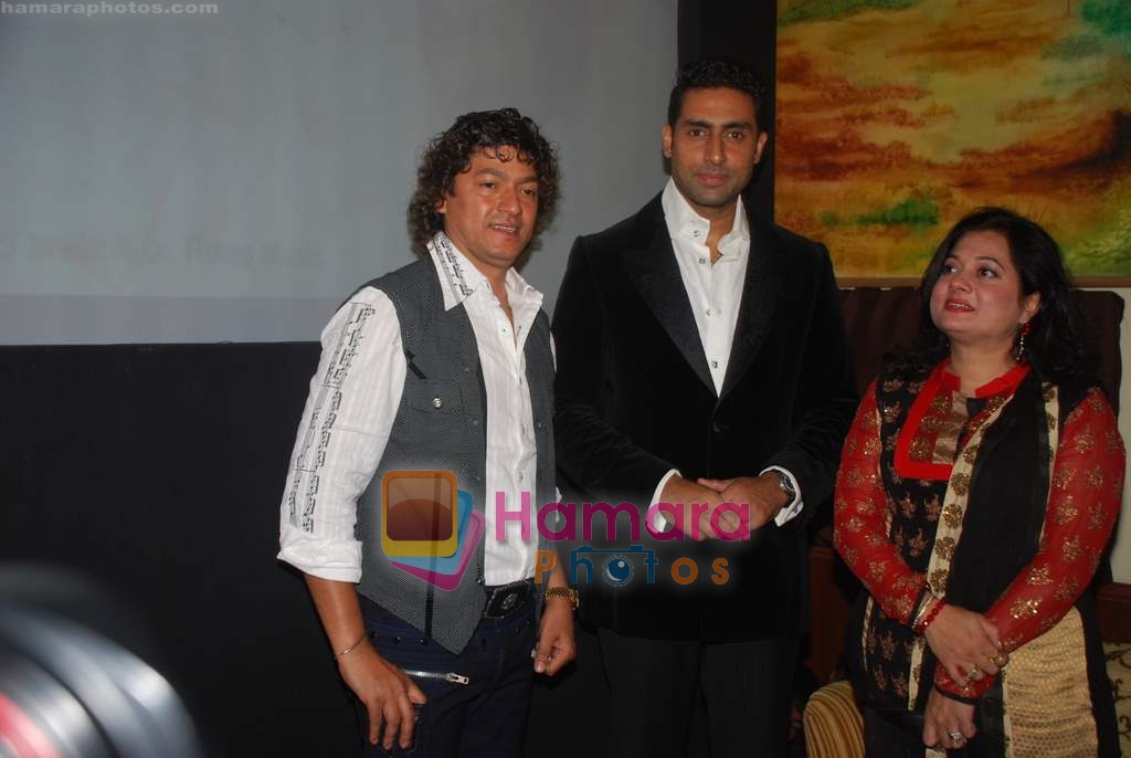Abhishek Bachchan, Aadesh Shrivastav at the launch of Roopkumar and Sonali Rathod's new album _Mann Pasand_ on 8th April 2009 