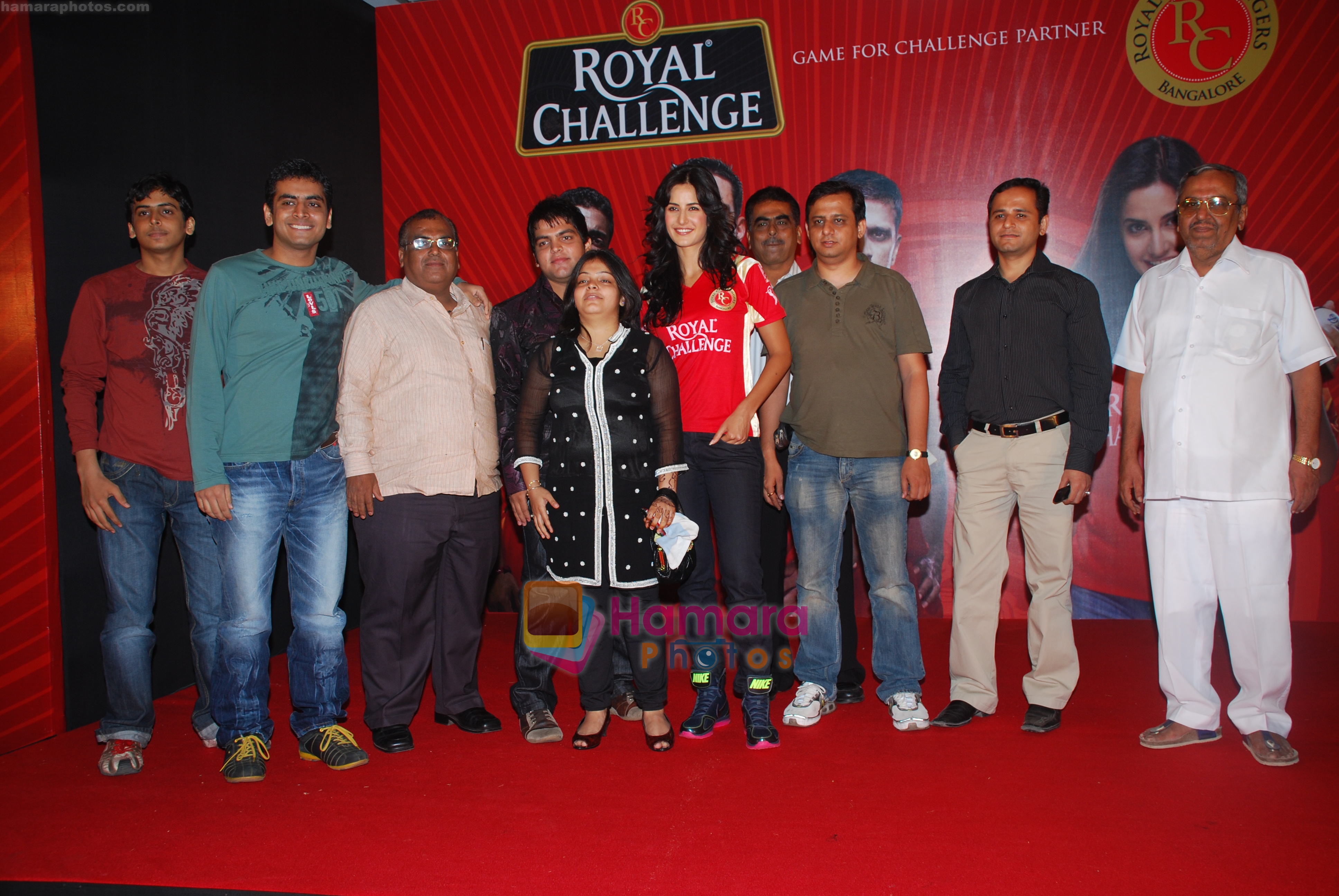 Katrina Kaif Brand Ambassador Royal Challengers with fans of the team at a promotional event in Mumbai  on Thursday 14th May 2009 