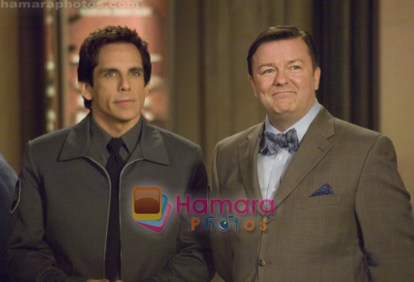 Ben Stiller, Ricky Gervais in still from the movie Night at the Museum - Battle of the Smithsonian 