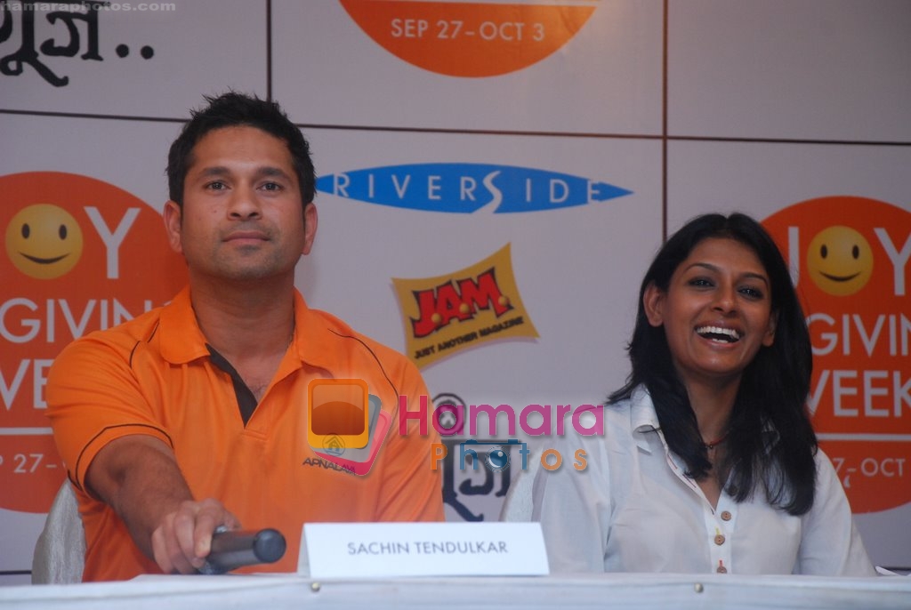 Sachin Tendulkar, Nandita Das at Giveindia media meet in MIG club, Bandra, Mumbai on 3rd June 2009 