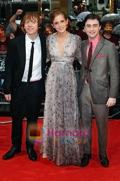 Rupert Grint, Emma Watson, Daniel Radcliffe at the UK Premiere of movie HARRY POTTER AND THE HALF BLOOD PRINCE on 7th JUly 2009 in Odeon Leicester Square