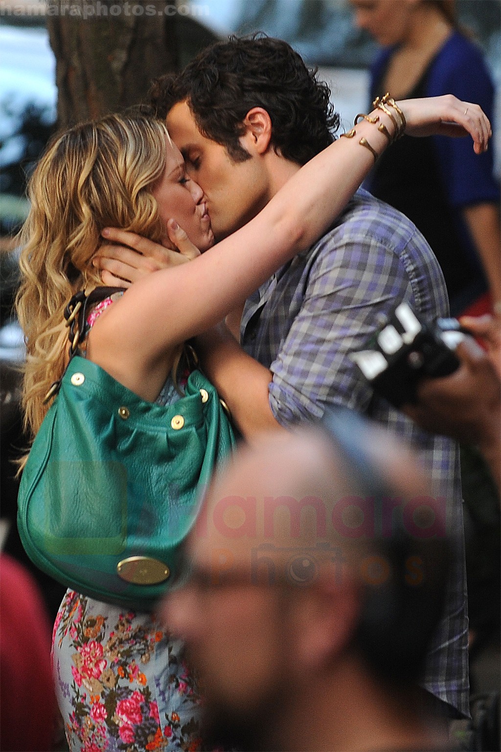 Hilary Duff and Penn Badgley On The Set Of GOSSIP GIRL in New York City on 26th August 2009 