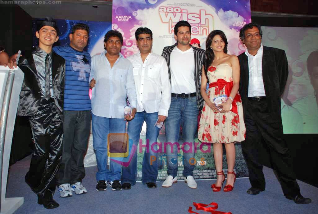 Aftab Shivdasani, Aamna Shariff, Kishan Kumar, Johnny Lever at the Music release of film Aao Wish Karein in Mumbai on 23rd Oct 2009 