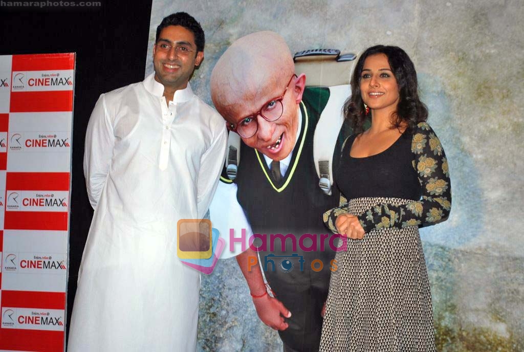 Abhishek bachchan and Vidya Balan unveiled the first look of Paa at a media conference held in mumbai on 4th Nov 2009 
