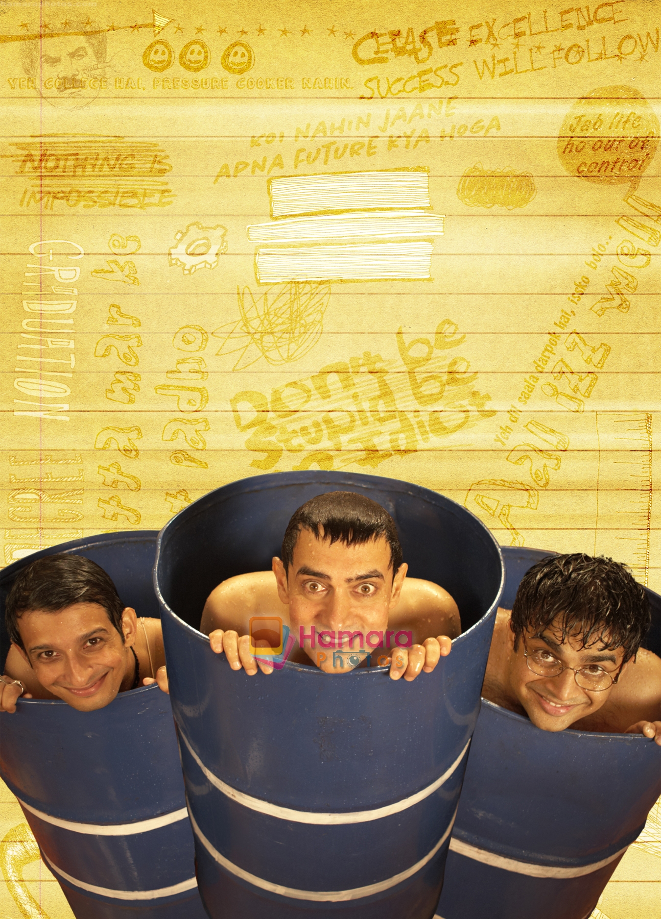 Aamir Khan, Sharman Joshi, Madhavan in the still from movie 3 Idiots 