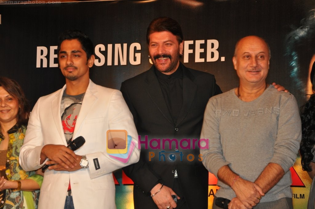 Siddharth, Aditya Pancholi, Anupam Kher at Striker Music Launch in Taj Land's End, Bandra, Mumbai on 12th Jan 2010 