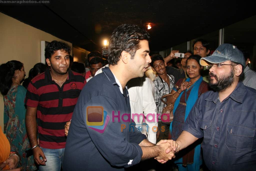 Karan Johar interacts with crowds at Cinemax in Andheri on 14th Feb 2010 