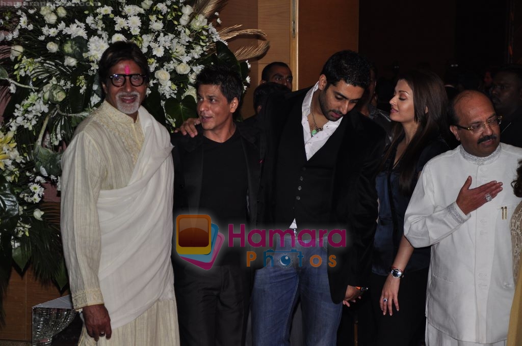 Amitabh Bachchan, Abhishek Bachchan, Aishwarya Rai, Amar Singh, Anil Ambani, Tina Ambani, Shahrukh Khan at Anil Ambani's Big Pictures Success Bash in Grand Hyatt, Mumbai on 28th Feb 2010 