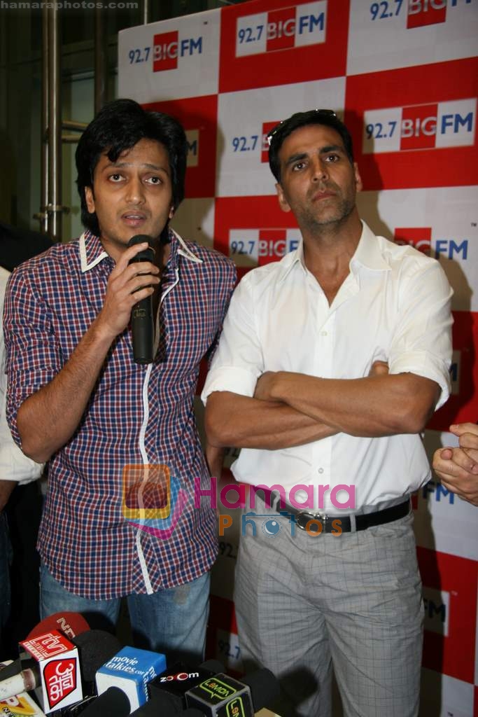 Akshay Kumar, Ritesh Deshmukh at Housefull music launch in Big Fm on 15th March 2010 