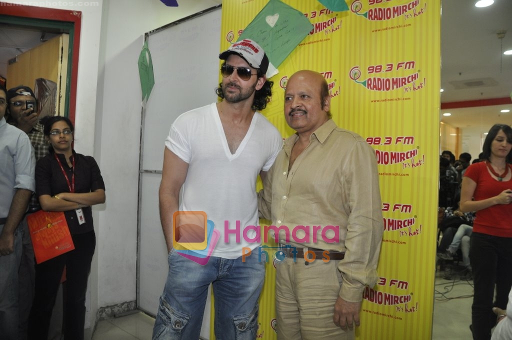 Hrithik Roshan, Rajesh Roshan promote Kites on Radio Mirchi in Mumbai on 24th March 2010
