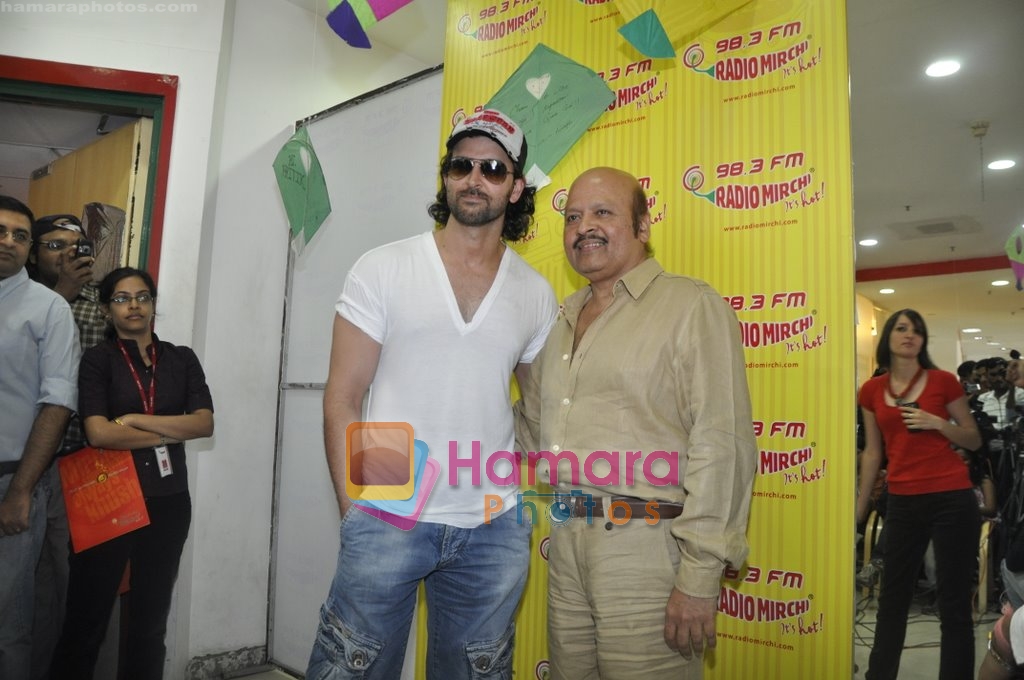 Hrithik Roshan, Rajesh Roshan promote Kites on Radio Mirchi in Mumbai on 24th March 2010 