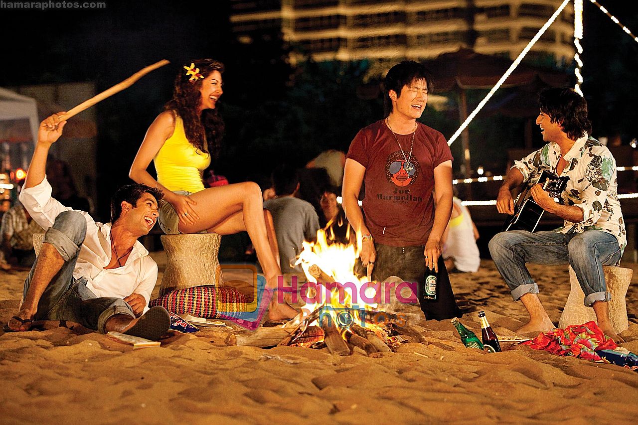 Shahid Kapoor, Anushka Sharma in the still from movie Badmaash Company 