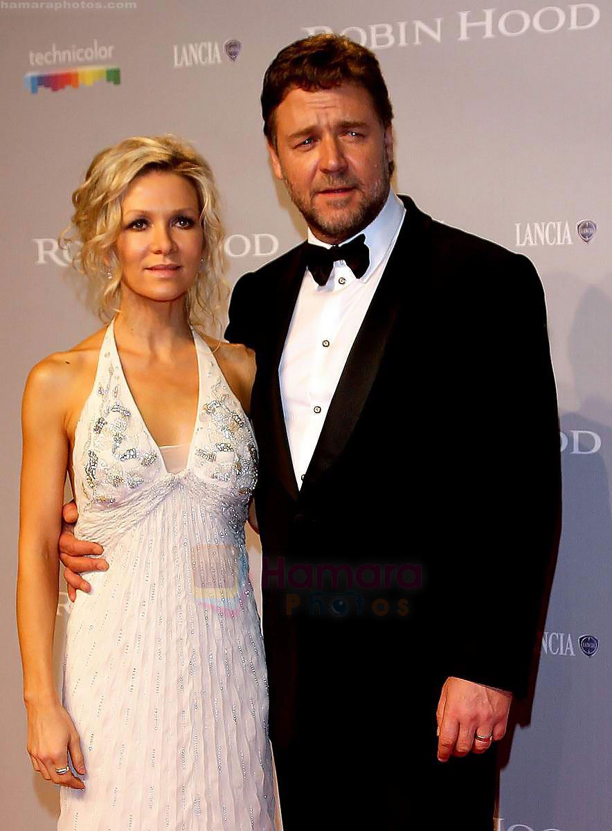 Danielle Spencer, Russell Crowe arrive at the ROBIN HOOD After Party at the Hotel Majestic during the 63rd Annual Cannes International Film Festival on May 12, 2010 in Cannes, France 