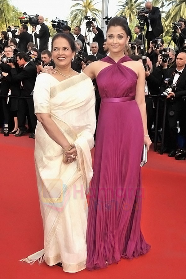 Aishwarya Rai Bachchan, Vrinda Rai attend the IL GATTOPARDO premiere held at the Palais des Festivals during the 63rd Annual International Cannes Film Festival on May 14, 2010 in Cannes, France 