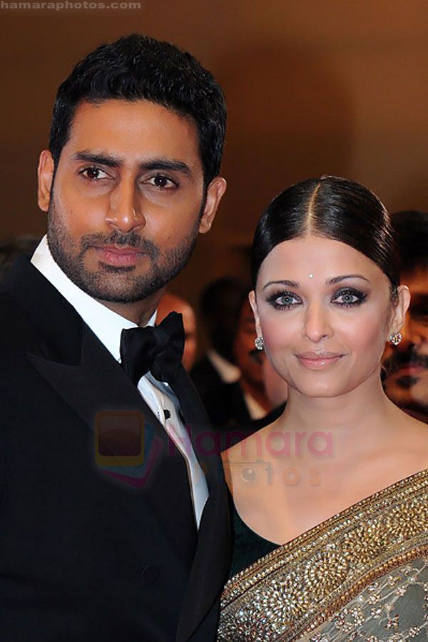 Abhishek, Aishwarya Rai Bachchan attend the premiere of OUTRAGE at the Palais des Festivals during the 63rd Annual International Cannes Film Festival on May 17, 2010 in Cannes, France 