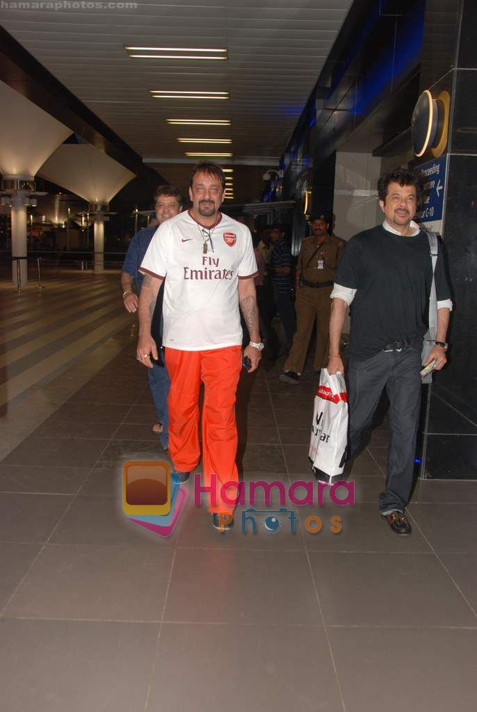 Sanjay Dutt, Anil Kapoor arrive back from IIFA in Mumbai Airport on 6th June 2010 