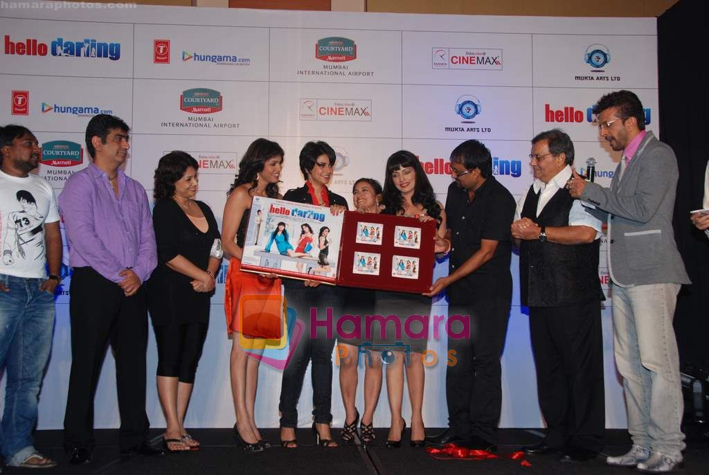 Kishan Kumar,Asawari Joshi, Isha Koppikar,Gul Panag, Divya Dutta, Celina Jaitley, Subhash Ghai, Javed Jaffrey at Hello Darling film music launch in Courtyard Marriott on 27th July 2010 