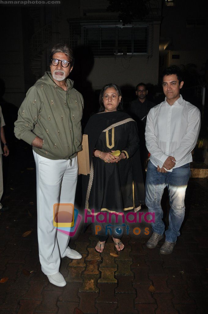 Aamir Khan, Amitabh Bachchan, Jaya Bachchan  watch Peepli live in Pixion,Bandra, Mumbai on 12th Aug 2010 