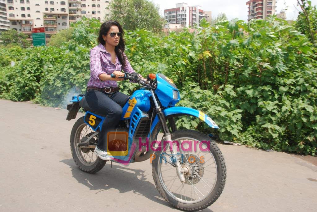 Sameera Reddy learns to ride a bike on 18th Sept 2010 