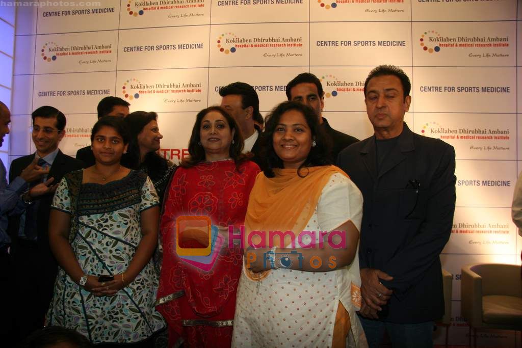 Tina Ambani, Gulshan Grover and Akshay Kumar at Dhirubai Ambani hospital to launch centre for sport medicine in Andheri, Mumbai on 29th Oct 2010 