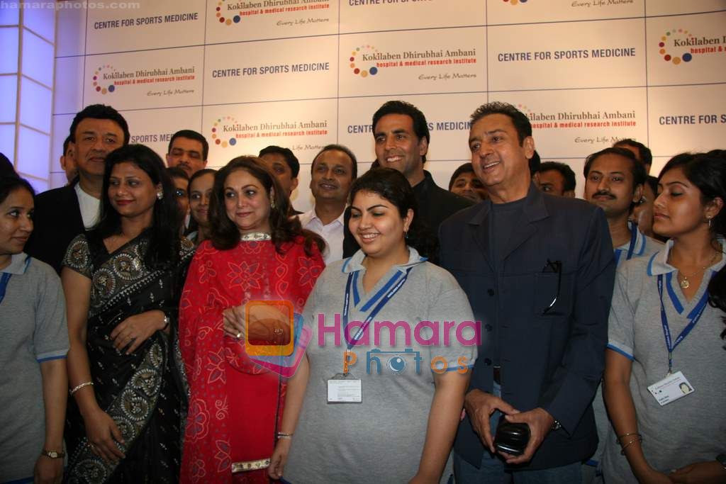 Anil Ambani, Tina Ambani, Gulshan Grover and Akshay Kumar at Dhirubai Ambani hospital to launch centre for sport medicine in Andheri, Mumbai on 29th Oct 2010 