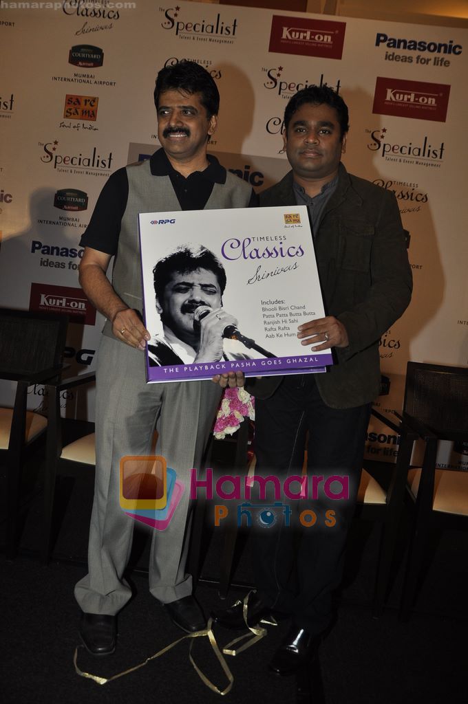 AR Rahman unveils Srinivas's music album timeless Classics in Courtyard Marriott, Andheri, Mumbai on 8th Nov 2010 
