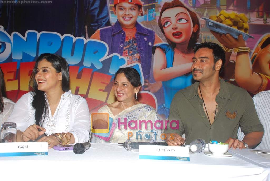 Kajol, Tanuja, Ajay Devgn at the Audio release of Toonpur Ka Superrhero in Novotel, Juhu on 8th Dec 2010 