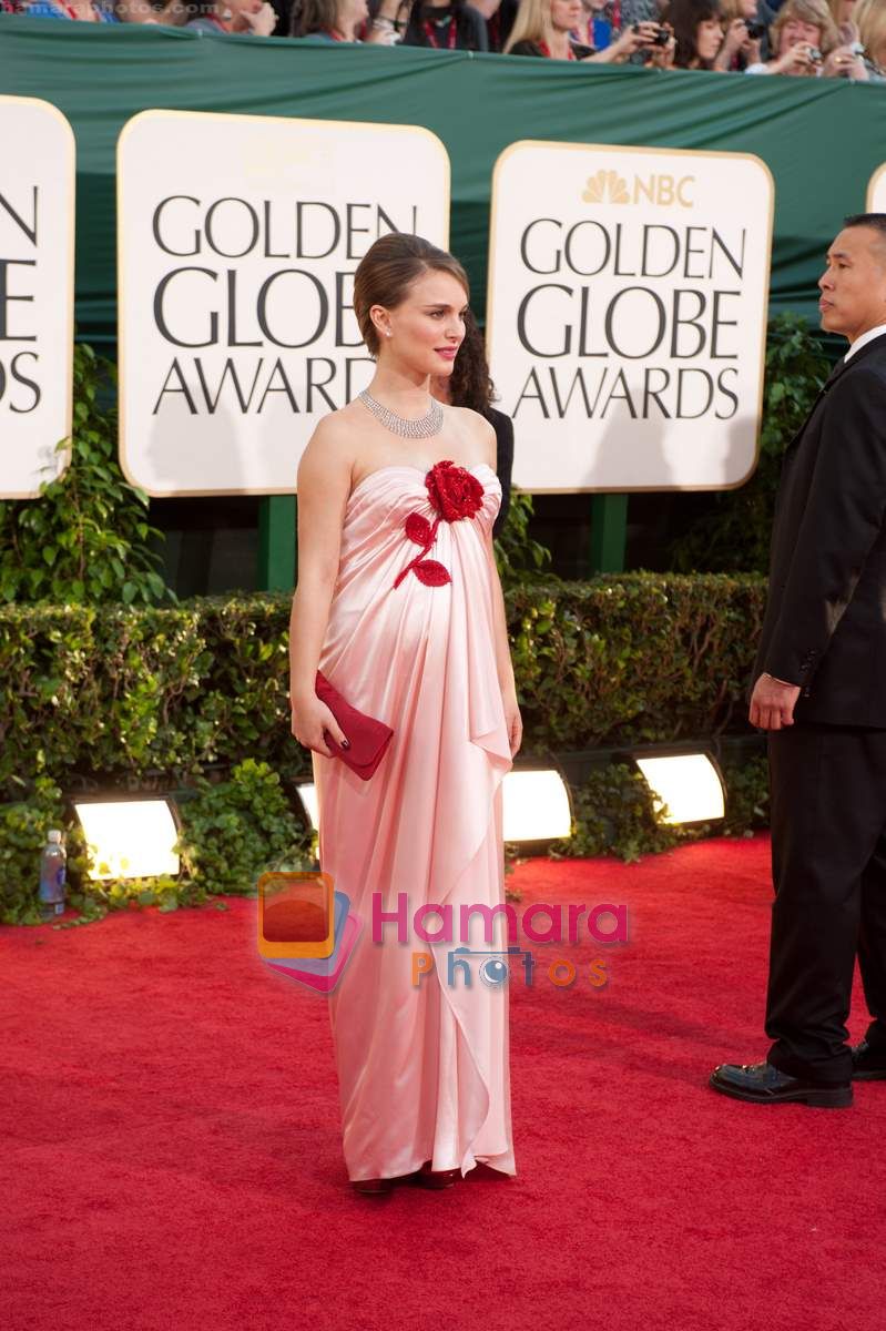 Natalie Portman at 68th Annual Golden Globe Awards red carpet in Beverly Hills, California on 16th Jan 2011 