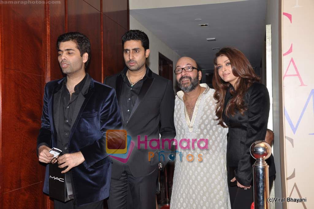 Karan Johar, Aishwarya Rai Bachchan, Abhishek bachchan at Mickey Contractor MAC bash in Four Seasons on 22nd Jan 2011 