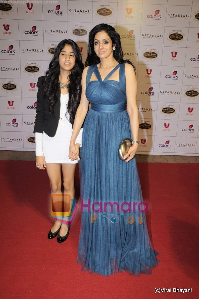 Sridevi with her daughter at Global Indian Film and TV awards by Balaji on 12th Feb 2011 