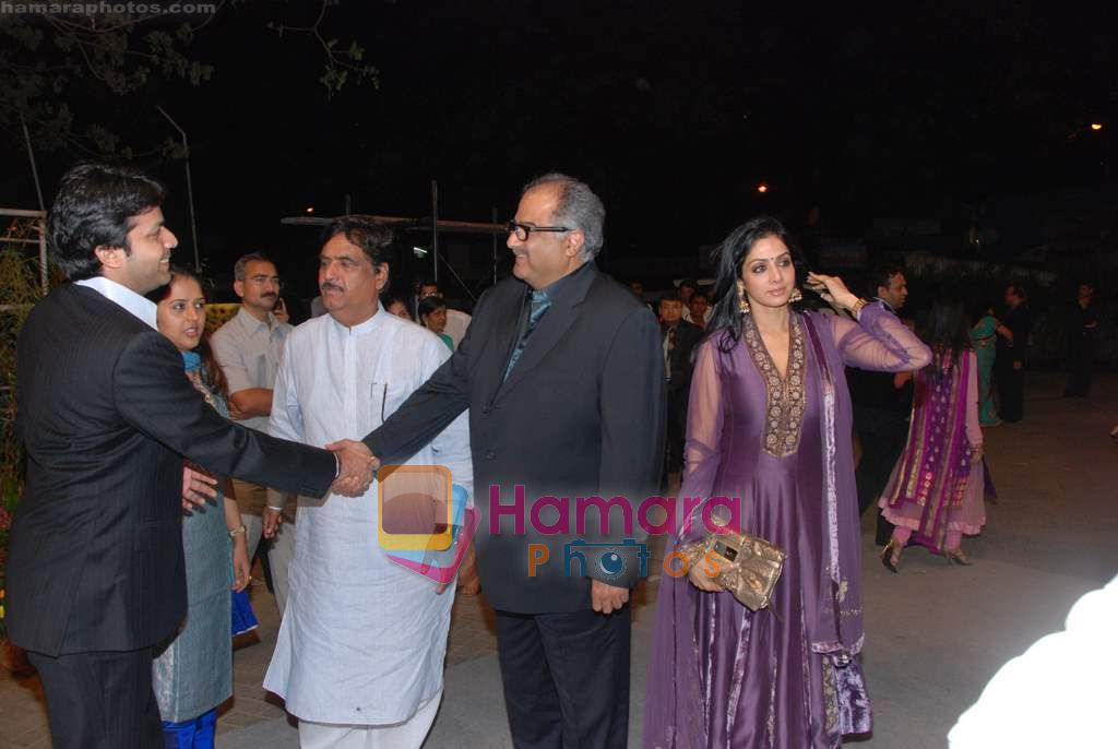 Sridevi, Boney Kapoor at Venugopal Dhoot's daughter wedding in Turf Club on 19th Feeb 2011 