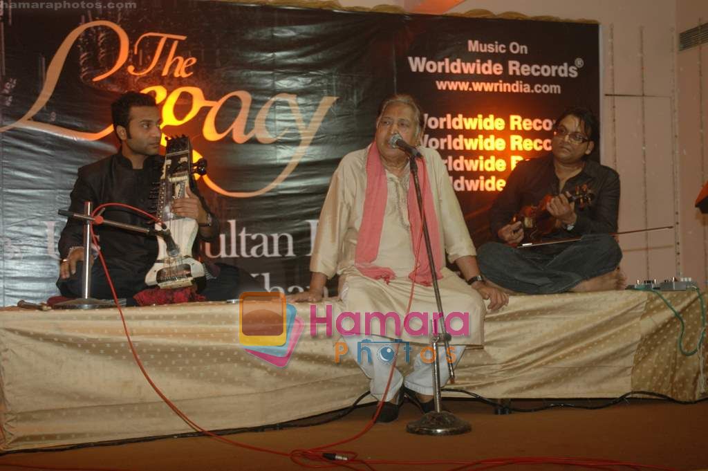 Ustad Sultan Khan at the launch of Zakir Hussain Album The Legacy by Ustad Sultan Khan and his son Sabir Khan in Juhu on 21st Feb 2011 