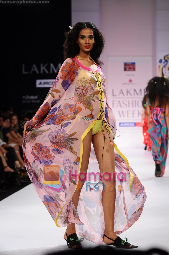 Model walk the ramp for Anupama Dayal show at Lakme Fashion Week 2011 Day 4 in Grand Hyatt, Mumbai on 14th March 2011 