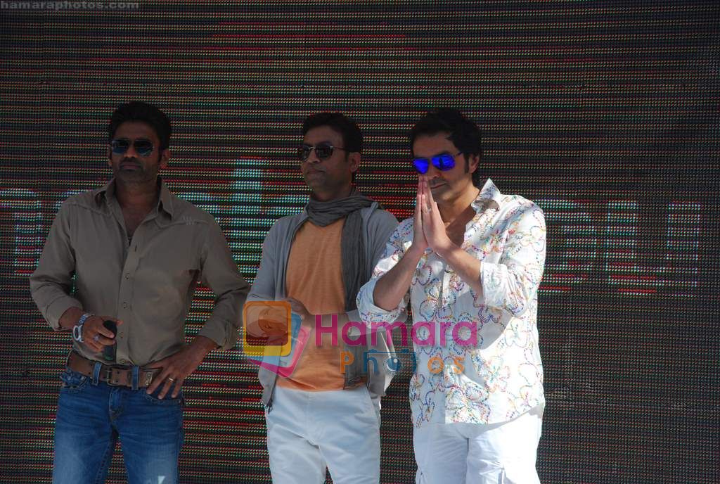 Bobby Deol, Irrfan Khan and Suniel Shetty Promote Thank You in Madh Island, Mumbai on 22nd March 2011 