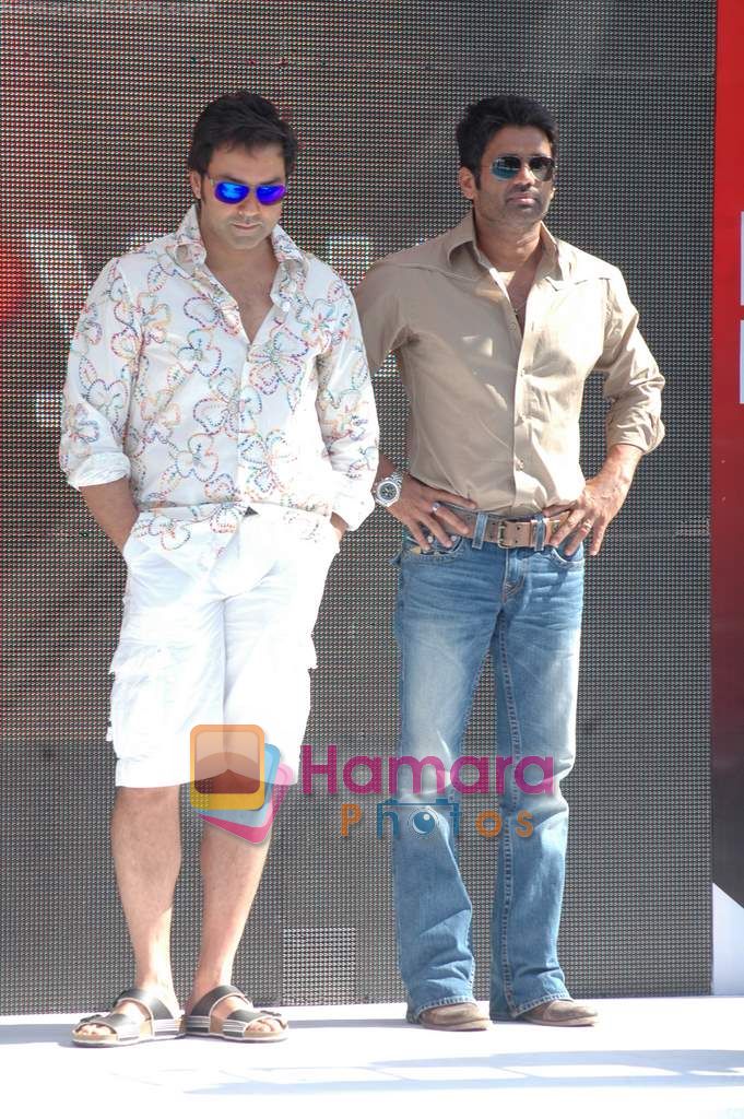 Bobby Deol and Suniel Shetty promote Thank You in Madh Island, Mumbai on 22nd March 2011 