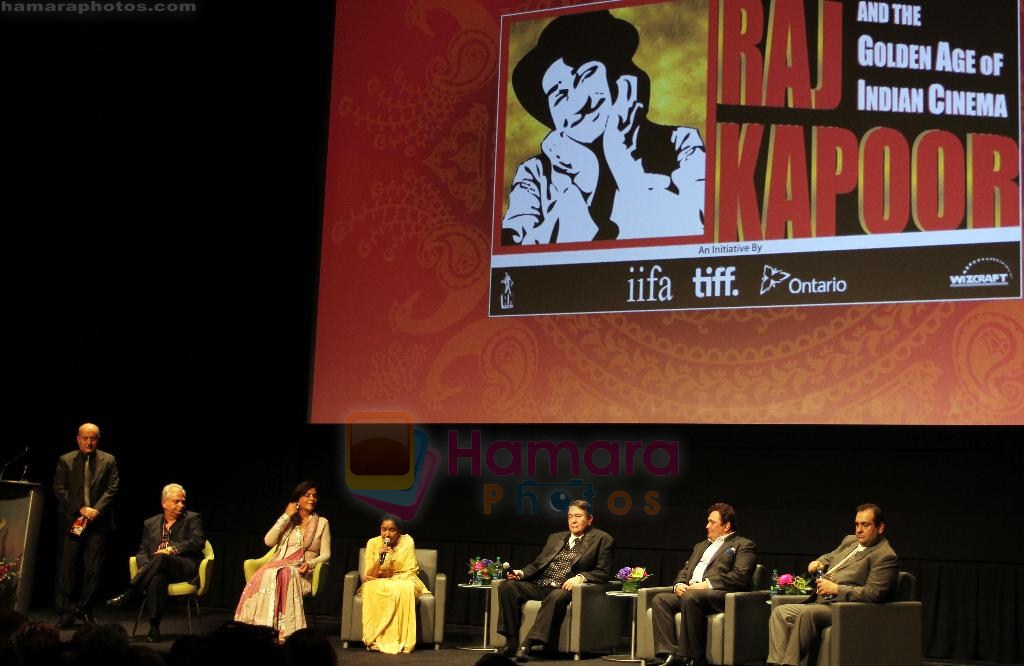 Rishi Kapoor, Randhir Kapor, Rajiv Kapoor give Tribute to Raj Kapoor by the Members of the First Family of Indian Cinema on June 26  2011 at TIFF Bell Lightbox  