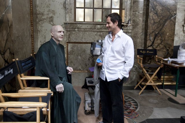 Ralph Fiennes, David Heyman in still from the movie Harry Potter and the Deathly Hallows Part 2