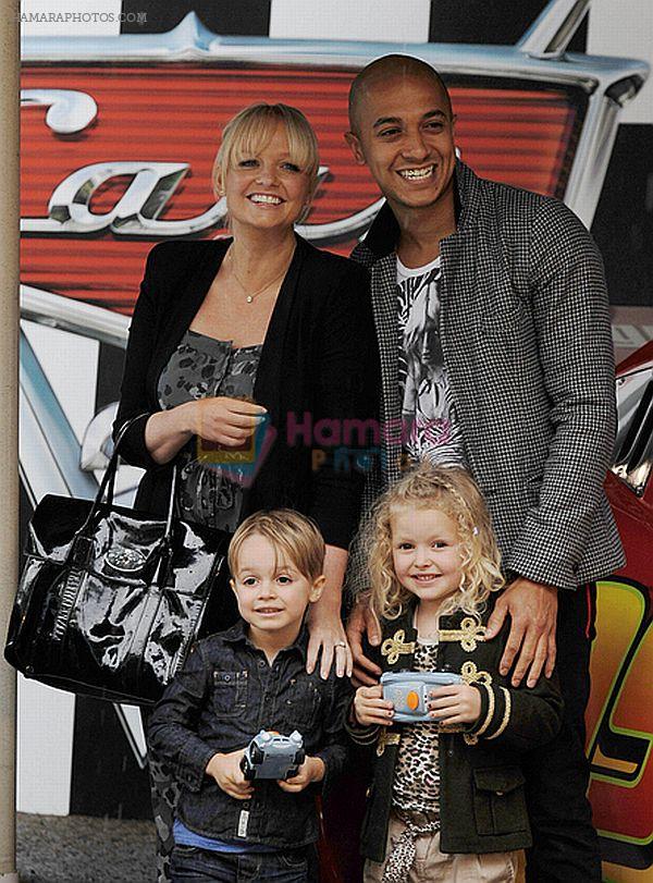Emma Bunton and Jade Jones with kids at Cars 2 UK Premiere Pre-Party Celebration - Arrivals in Whitehall Gardens on July 17th 2011
