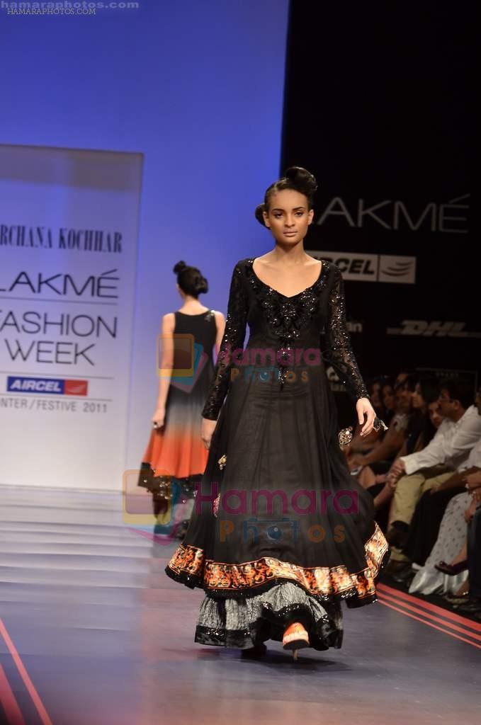 Model walks the ramp for Archana Kochhar Show at Lakme Fashion Week 2011 Day 1 in Grand Hyatt, Mumbai on 17th Aug 2011