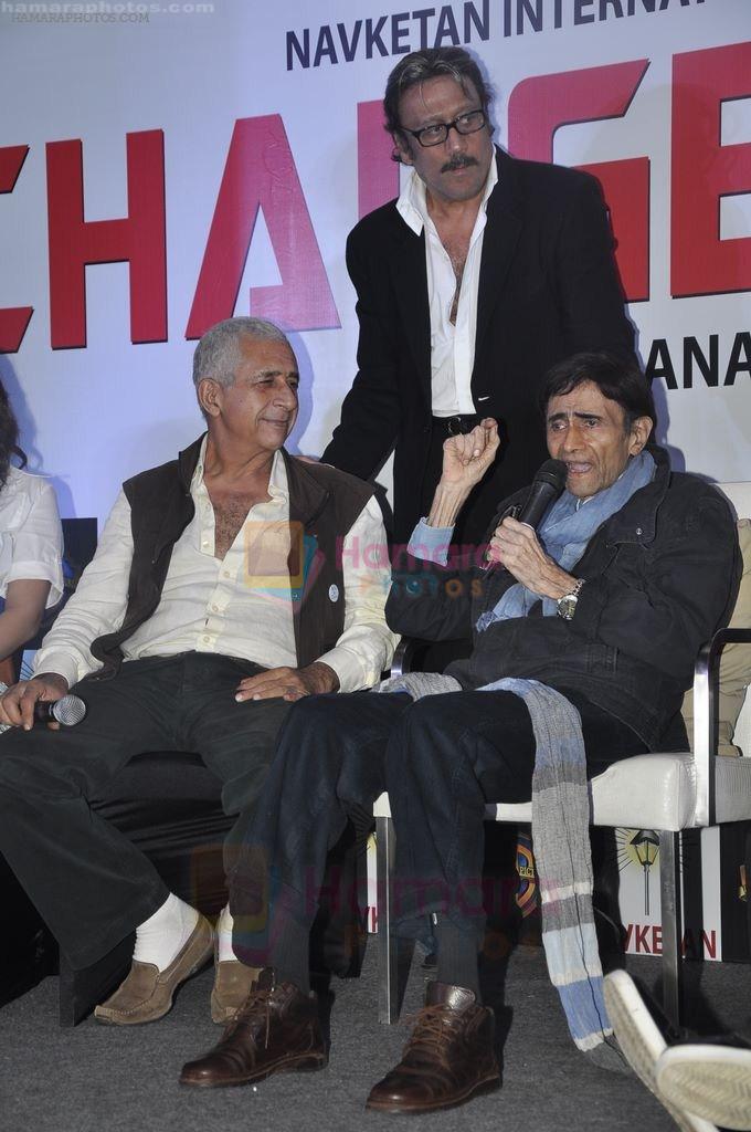 Naseruddin Shah, Dev Anand, Jackie Shroff at Chargesheet first look launch in Novotel, Juhu, Mumbai on 24th Aug 2011
