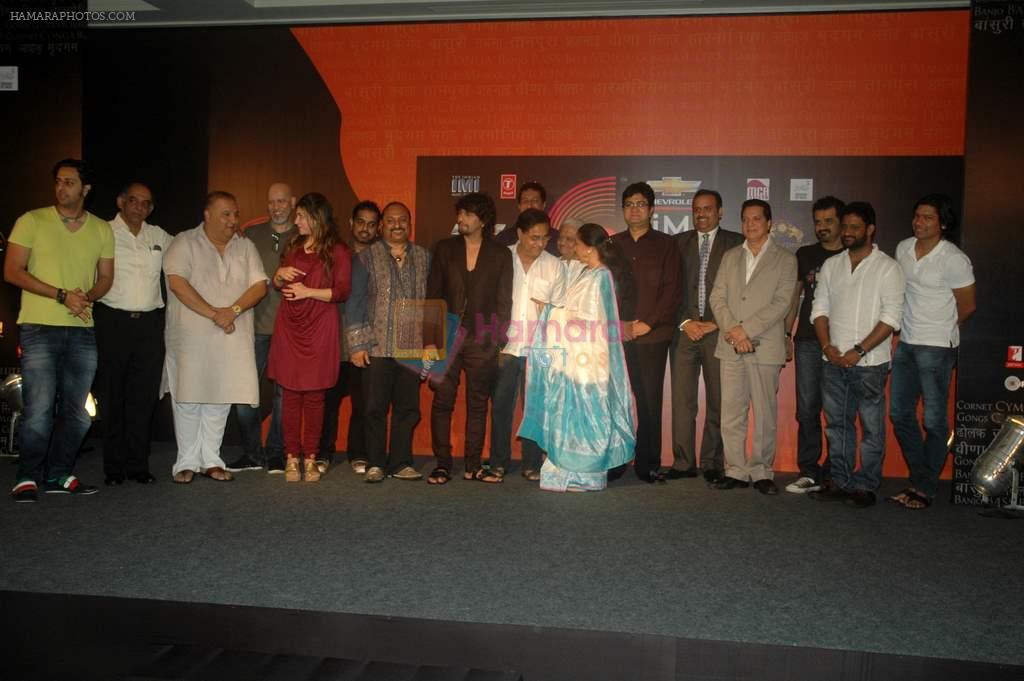 Salim Merchant, Loy Mendonca, Alka Yagnik, Shankar Mahadevan, Sonu Nigam, Sulaiman Merchant, Pyarelal, Asha Bhosle, Prasoon Joshi at the Chevrolet GIMA Awards 2011 Voting Meet in Mumbai on 30th Aug 2011