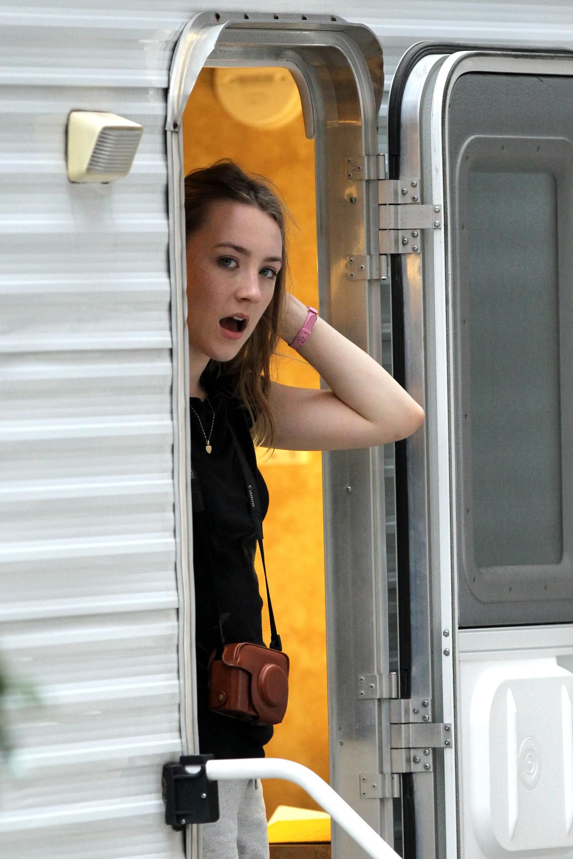 Saoirse Ronan on sets of Violet and Daisy