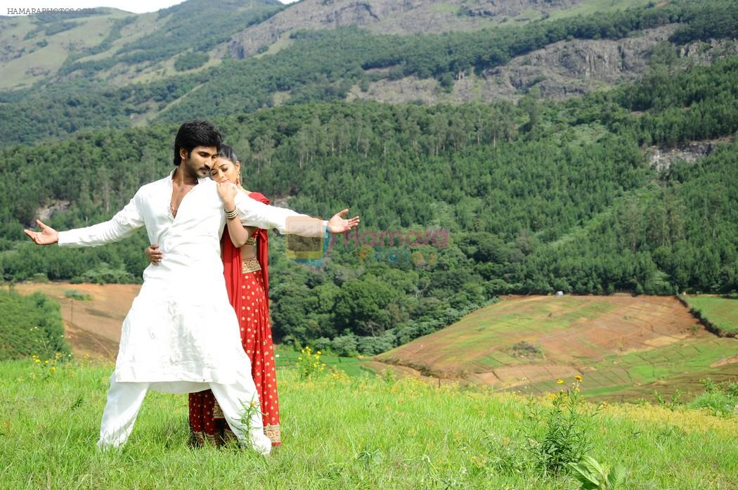 Shamna Kasim (Poorna), Sai Pradeep Pinisetty (Aadhi) in Chelagatam Movie Stills