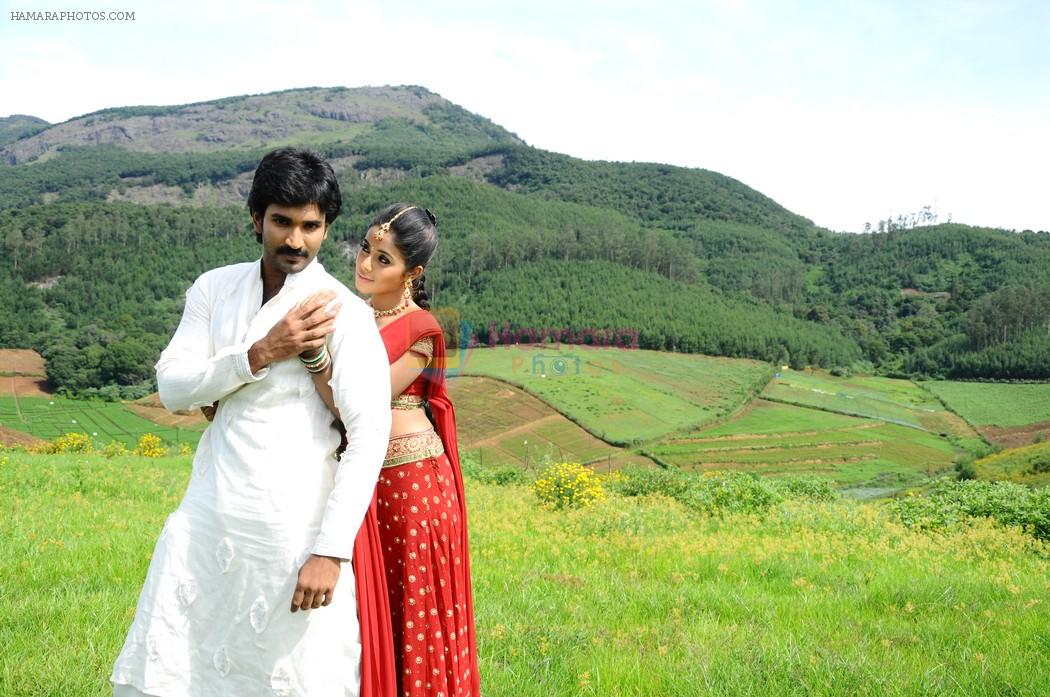 Shamna Kasim (Poorna), Sai Pradeep Pinisetty (Aadhi) in Chelagatam Movie Stills