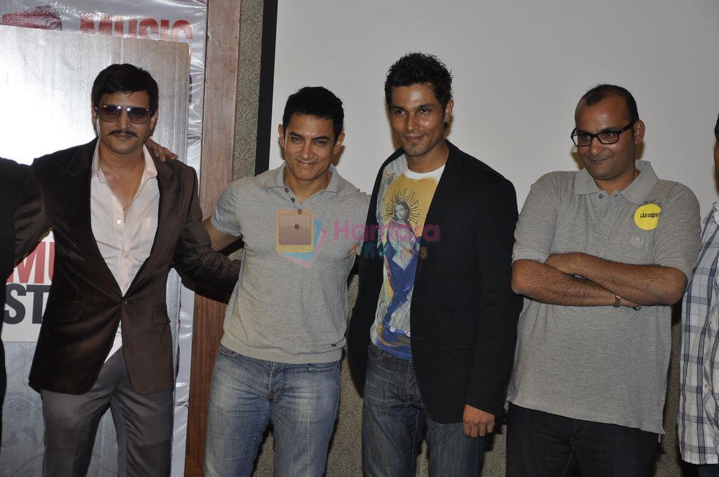 Aamir Khan, Randeep Hooda, Jimmy Shergill at the launch of Saheb Biwi aur Gangster music album in
