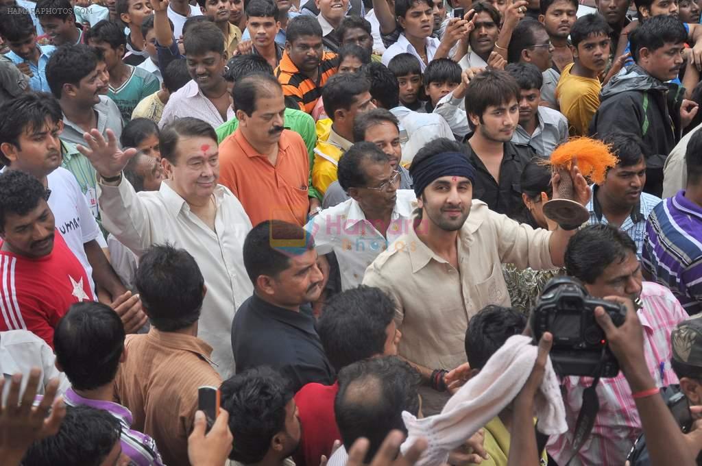 Ranbir Kapoor, Randhir Kapoor at RK Ganpati in Chembur on 10th Sept 2011
