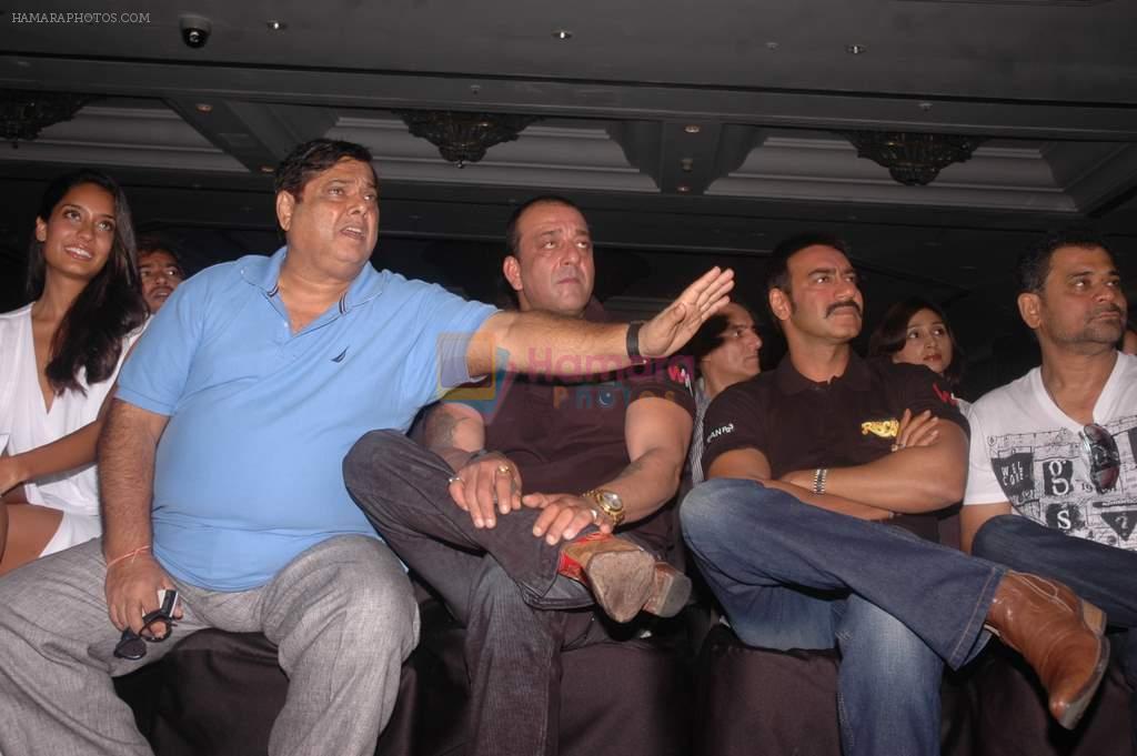 Sanjay Dutt, David Dhawan, Ajay Devgan at the press meet of the film Rascals on 14th Sept 2011