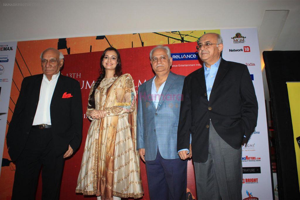 Dia Mirza, Yash Chopra, Ramesh Sippy at MAMI opening in Cinemax, Mumbai on 13th Oct 2011